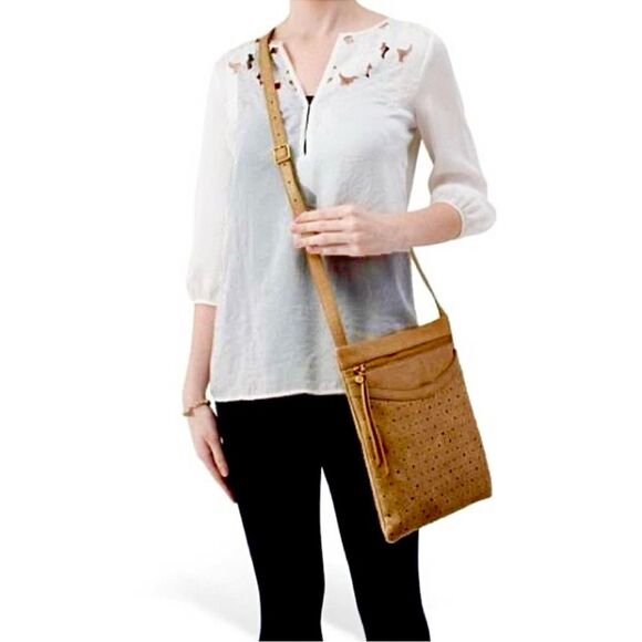 HOBO International Flannery Leather Crossbody Cognac Tan Bag - Picture 1 of 16
